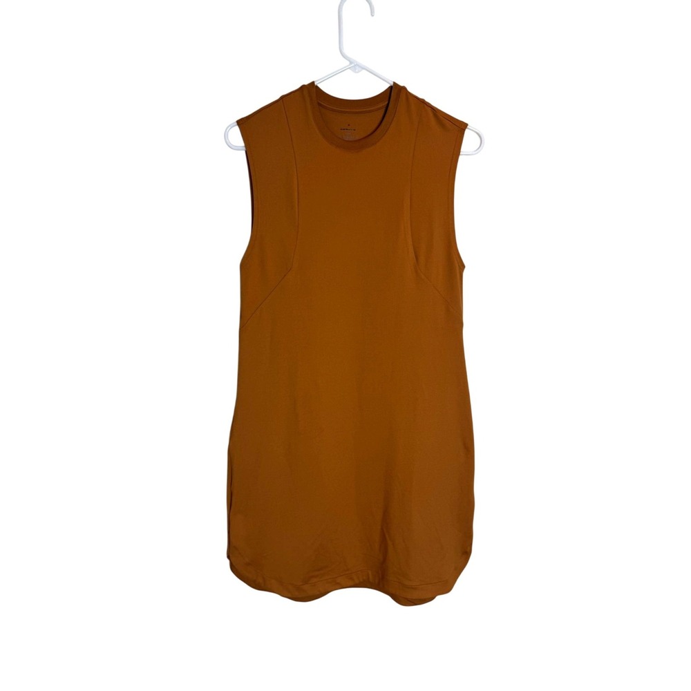Varley Dress Womens XXS Brown‎ Sleeveless Tank Midi High Stretch Ribbed Hem